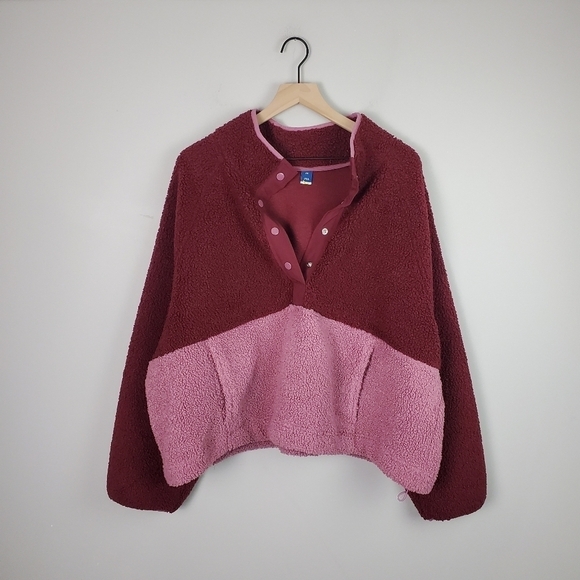 Old Navy Long Sleeve Oversized Two Tone Sherpa Sweatshirt 2X - Picture 4 of 9